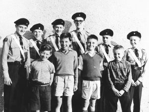 Mark, aged 11, with his friends and members of The Boys Brigade, Clacton, Essex, UK, 1964