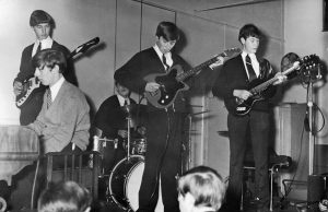 Martin and his band playing a gig, Clacton, UK, 1960s.